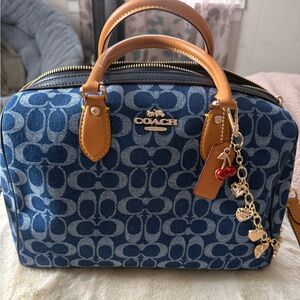 Coach Denim Large Rowan Satchel With Crossbody Strap NWOT